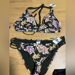 Mossimo Supply Co. Floral Bikini - Black and Pink